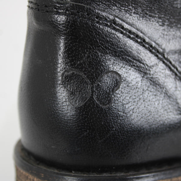 Felmini Falling In Love Sz 36 Black Zipper Leather Upper Fabric Insole 1" Boots