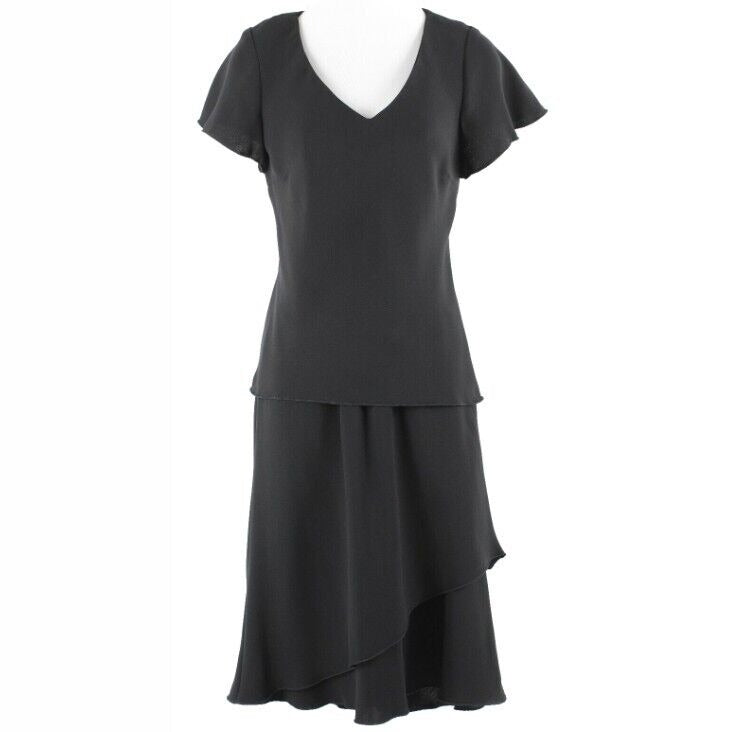 SL Fashion NEW Sz 6 Black 2Pc Elastic Waist Chiffon Overlay 100% Poly Dress