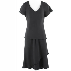 SL Fashion NEW Sz 6 Black 2Pc Elastic Waist Chiffon Overlay 100% Poly Dress