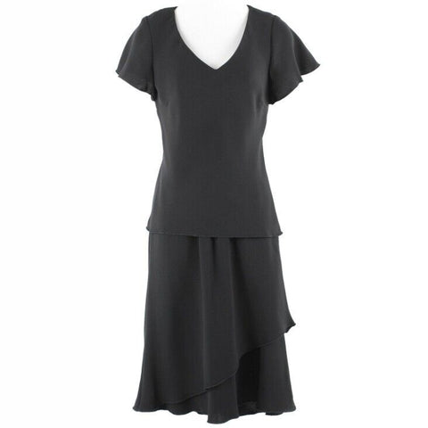 SL Fashion NEW Sz 6 Black 2Pc Elastic Waist Chiffon Overlay 100% Poly Dress