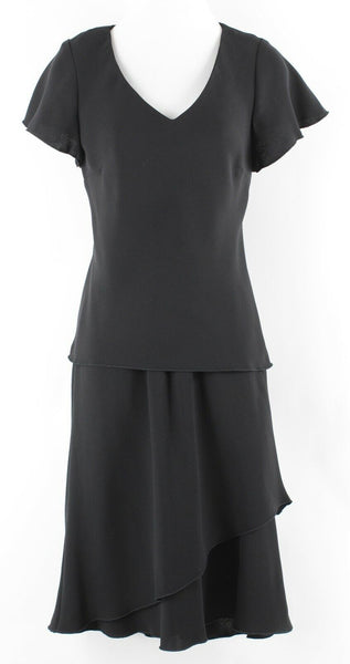 SL Fashion NEW Sz 6 Black 2Pc Elastic Waist Chiffon Overlay 100% Poly Dress