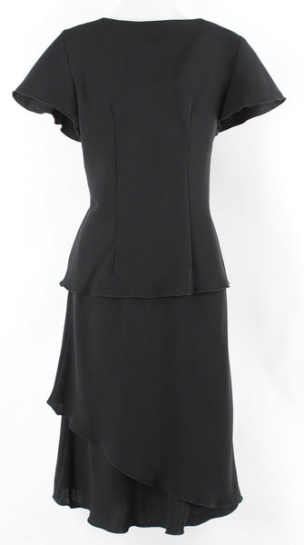 SL Fashion NEW Sz 6 Black 2Pc Elastic Waist Chiffon Overlay 100% Poly Dress