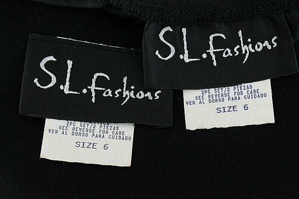 SL Fashion NEW Sz 6 Black 2Pc Elastic Waist Chiffon Overlay 100% Poly Dress