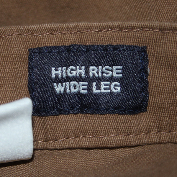 Supplies 14 Pant NEW $35 Sz 14 x 32 Brown High Rise Wide Leg Cotton Spandex Pant