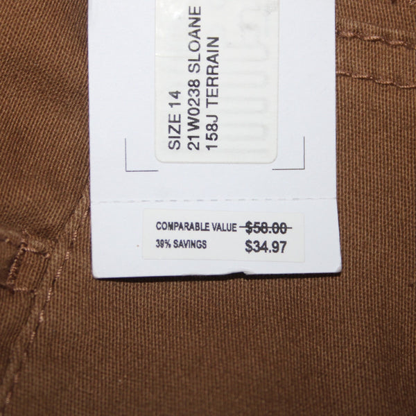 Supplies 14 Pant NEW $35 Sz 14 x 32 Brown High Rise Wide Leg Cotton Spandex Pant