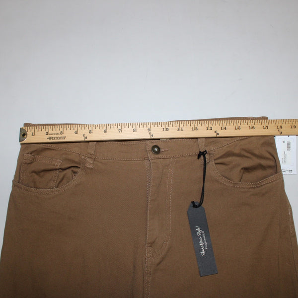 Supplies 14 Pant NEW $35 Sz 14 x 32 Brown High Rise Wide Leg Cotton Spandex Pant