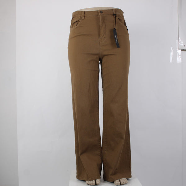 Supplies 14 Pant NEW $35 Sz 14 x 32 Brown High Rise Wide Leg Cotton Spandex Pant