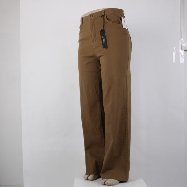Supplies 14 Pant NEW $35 Sz 14 x 32 Brown High Rise Wide Leg Cotton Spandex Pant