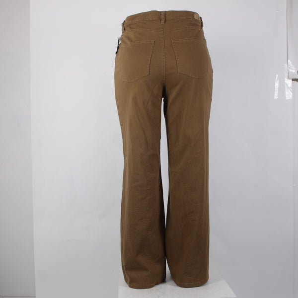 Supplies 14 Pant NEW $35 Sz 14 x 32 Brown High Rise Wide Leg Cotton Spandex Pant