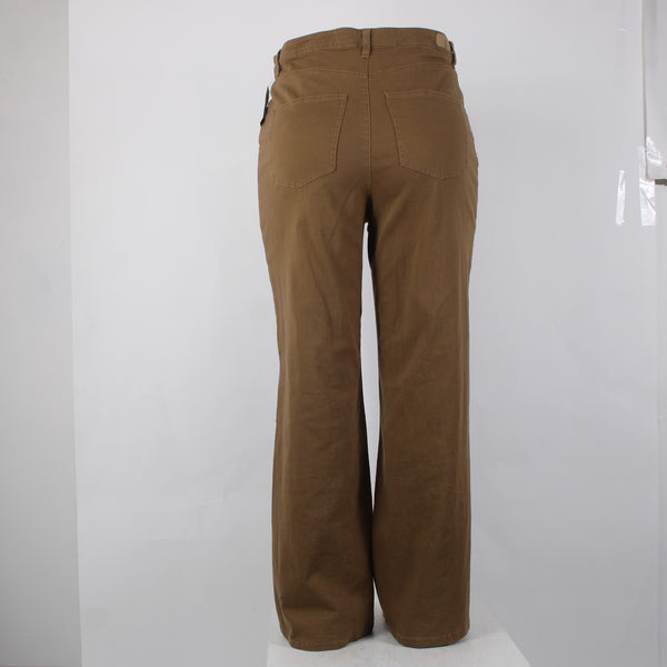 Supplies 14 Pant NEW $35 Sz 14 x 32 Brown High Rise Wide Leg Cotton Spandex Pant
