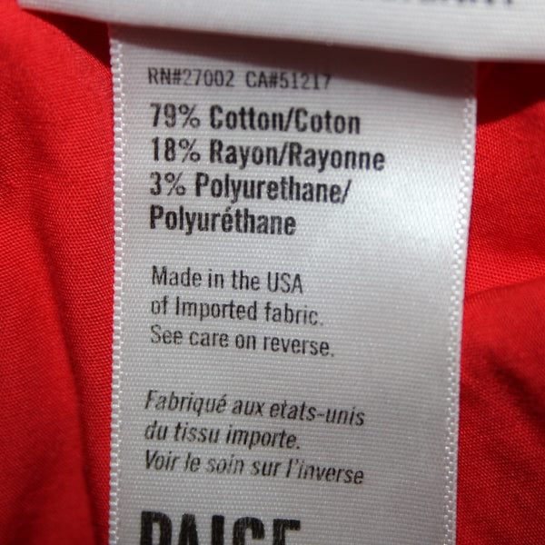 Paige Verdugo Sz 29 x 29 Red Ultra Skinny Pocket Cotton Rayon Polyurethane Jeans