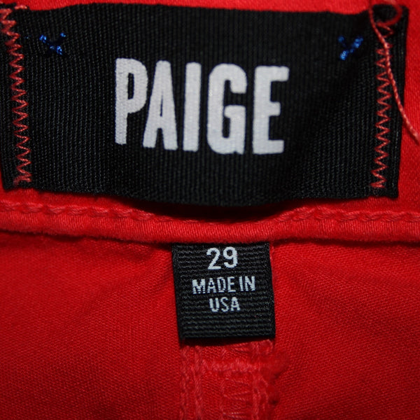 Paige Verdugo Sz 29 x 29 Red Ultra Skinny Pocket Cotton Rayon Polyurethane Jeans