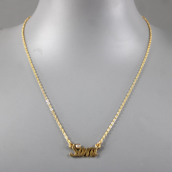 SARA NEW Name Goldtone Rhinestone Accent 14.5" w 4.5 Multi Ring Ext Necklace