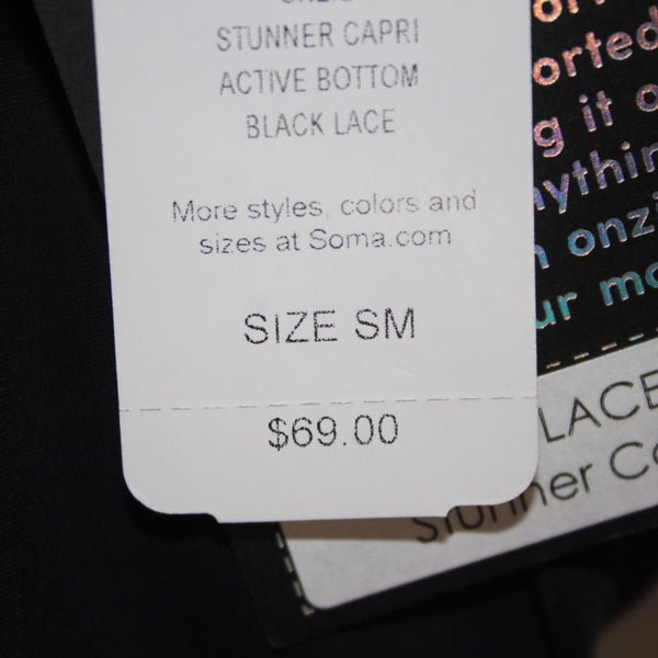 Onzie AW Pant NEW $69 Stunner Sz S/M x 20 Black Side Lace 100% Poly AW Pant