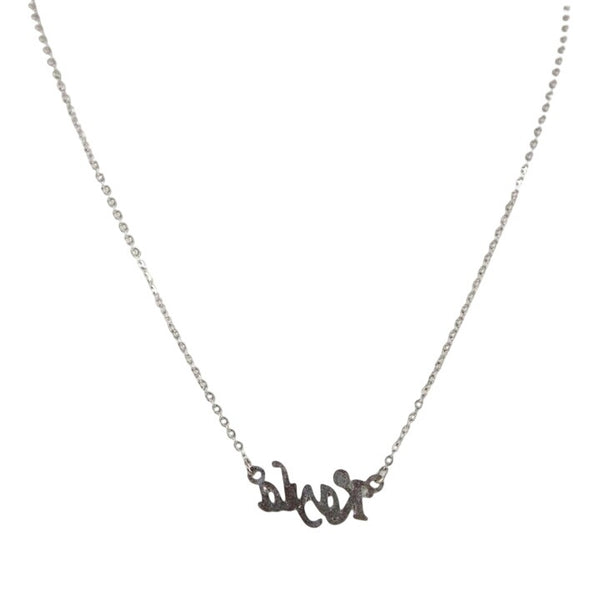 KAYLA Necklace Name Silvertone Rhinestone 14.5" w 4.5" Multi Ring Ext Necklace