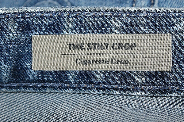 AG NEW $255 Sz 27 x 26 Blue Gray 4.5" Knit Cuff Crop Cotton Blend Jean