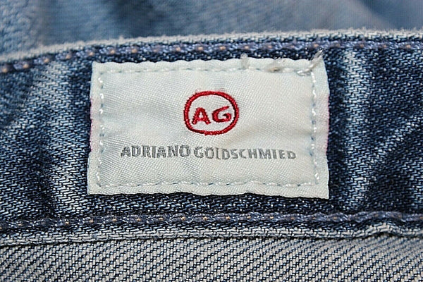 AG NEW $255 Sz 27 x 26 Blue Gray 4.5" Knit Cuff Crop Cotton Blend Jean