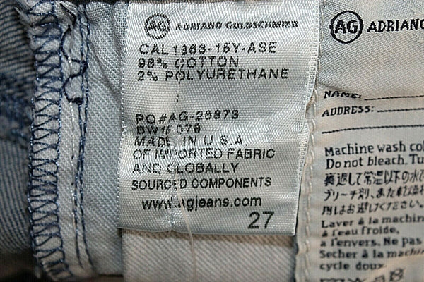 AG NEW $255 Sz 27 x 26 Blue Gray 4.5" Knit Cuff Crop Cotton Blend Jean