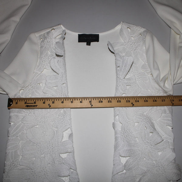 Sunday In Brooklyn Sz M White Embroidered Floral Long Sleeve Poly Wrap Jacket