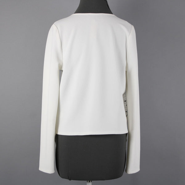 Sunday In Brooklyn Sz M White Embroidered Floral Long Sleeve Poly Wrap Jacket