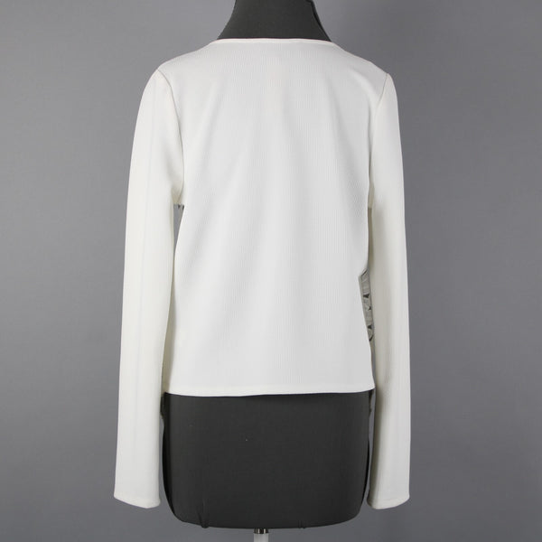 Sunday In Brooklyn Sz M White Embroidered Floral Long Sleeve Poly Wrap Jacket