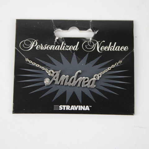 ANDREA NEW Name Silvertone Rhinestone 14.5" w 4.5" Multi Ring Ext Necklace