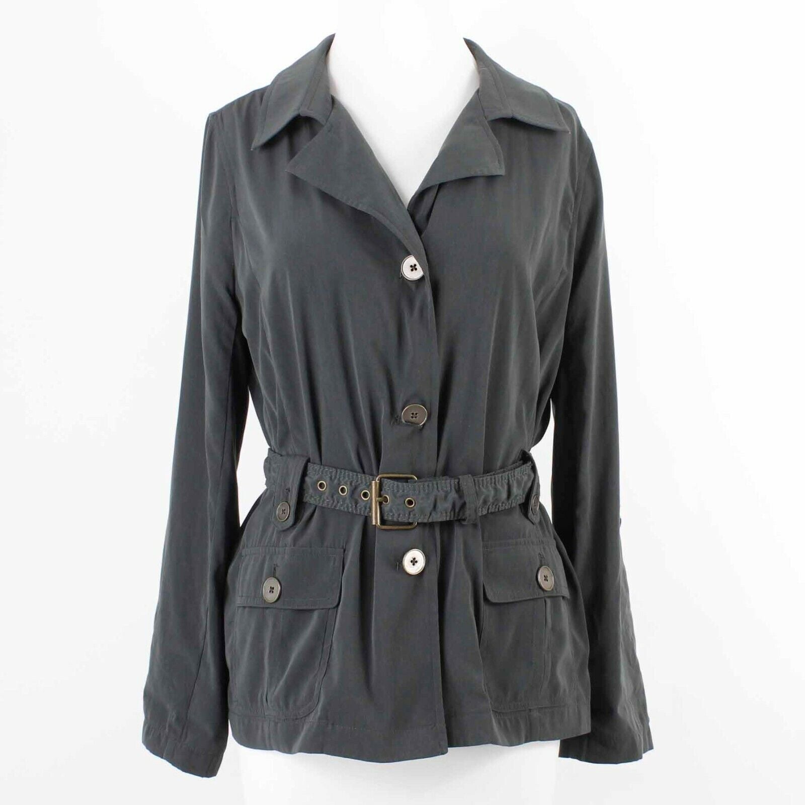 Dana Buchman Sz S Forest Green Polyester Cargo Tab Sleeve Jacket
