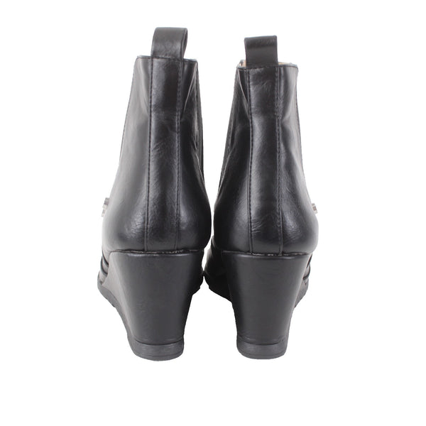 Journee Collection Boots Sz 8.5 Zip Ankle Closed Toe Wedge Leather 3" Boots
