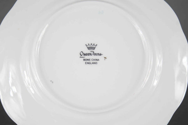 Queen Anne Lt Blue Pink Bone China Made In England Tea Cup Saucer Set
