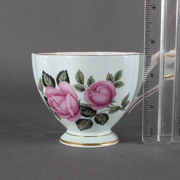 Queen Anne Lt Blue Pink Bone China Made In England Tea Cup Saucer Set