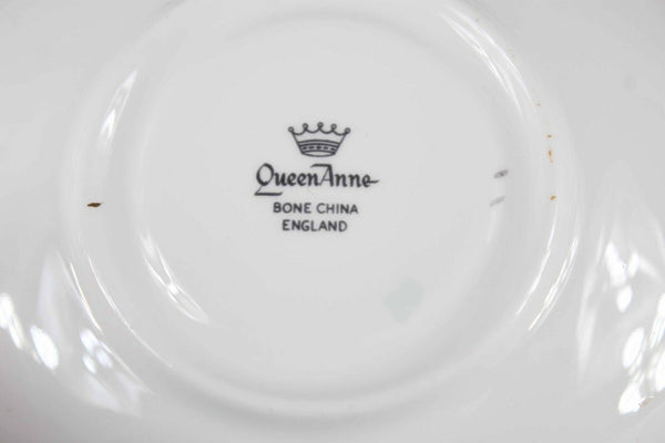 Queen Anne Lt Blue Pink Bone China Made In England Tea Cup Saucer Set
