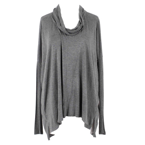 Bordeaux NEW $68 Sz M Gray Oversize Drop Shoulder Hi Lo Rayon Blend Knit Top