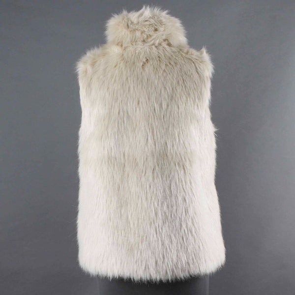 Milly NEW $325 Sz S Cream Tan Faux Fox Mink Fur Pink Lined Vest