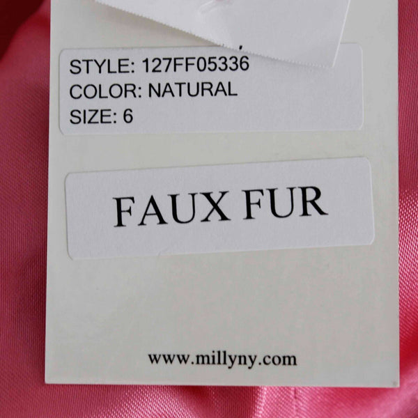 Milly NEW $325 Sz S Cream Tan Faux Fox Mink Fur Pink Lined Vest