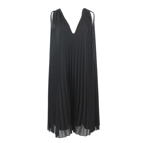 Studio M NEW Sz XL Black Sheer All Over Pleats Lined 100% Polyester Dress
