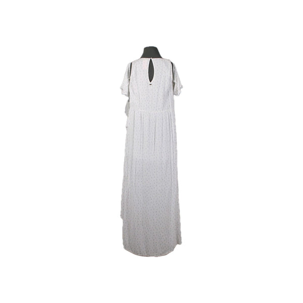 Oneill Dress NEW $60 Sz L White Black Cold Shoulder Lined Hi Lo 100% Viscose