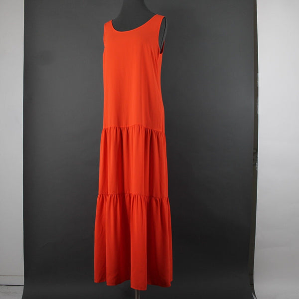 Elizabeth And James Sz S Orange Sheer Tiered Side Zip Long 100% Polyester Dress