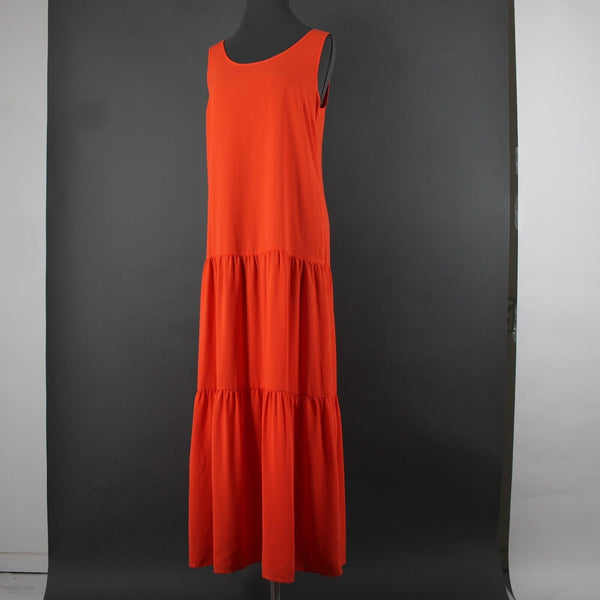 Elizabeth And James Sz S Orange Sheer Tiered Side Zip Long 100% Polyester Dress