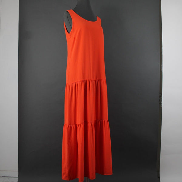 Elizabeth And James Sz S Orange Sheer Tiered Side Zip Long 100% Polyester Dress
