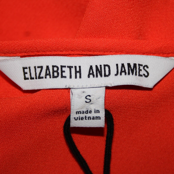 Elizabeth And James Sz S Orange Sheer Tiered Side Zip Long 100% Polyester Dress