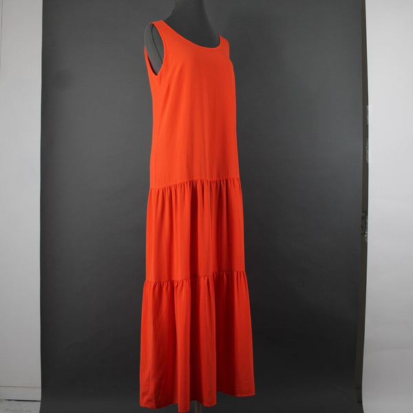 Elizabeth And James Sz S Orange Sheer Tiered Side Zip Long 100% Polyester Dress