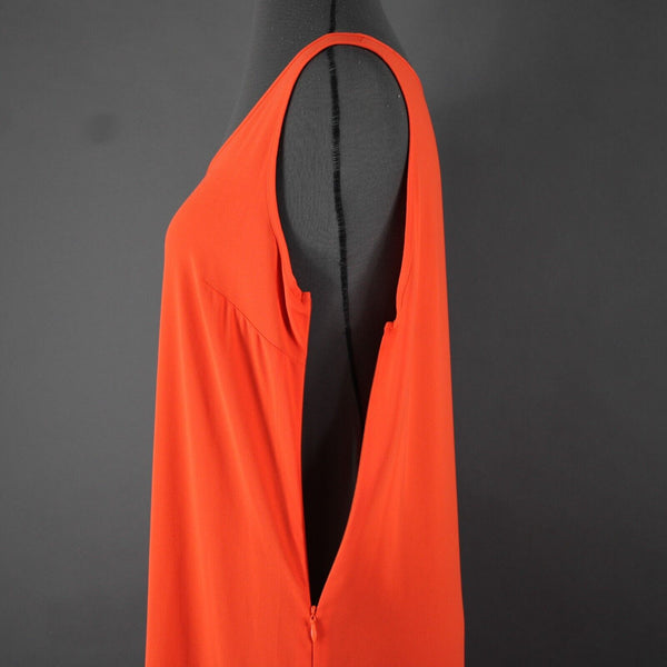 Elizabeth And James Sz S Orange Sheer Tiered Side Zip Long 100% Polyester Dress