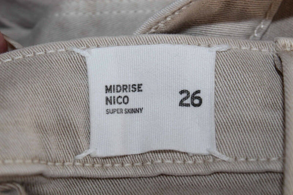 Hudson Nico Sz 26 x 30 Light Tan Cotton Blend Midrise Super Skinny Pant