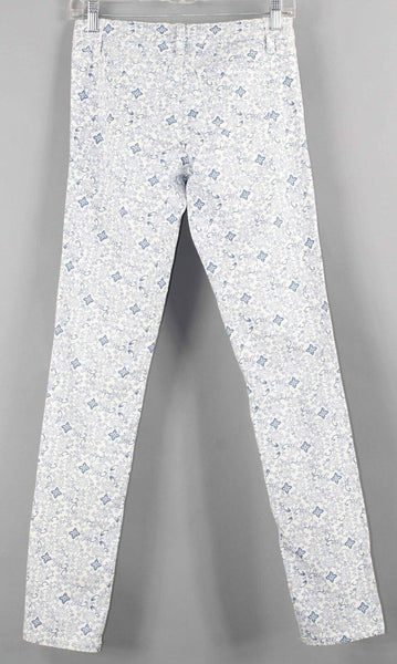 Tractor Sz 16 x 30.5 White Lt Blue Gold Fleck Skinny Cotton Blend Pant