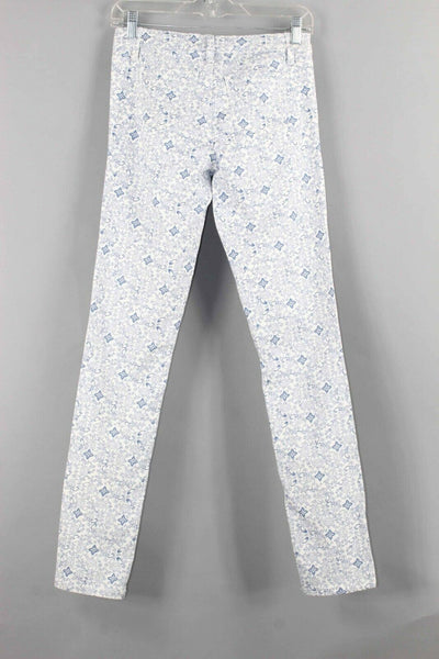 Tractor Sz 16 x 30.5 White Lt Blue Gold Fleck Skinny Cotton Blend Pant