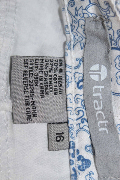 Tractor Sz 16 x 30.5 White Lt Blue Gold Fleck Skinny Cotton Blend Pant