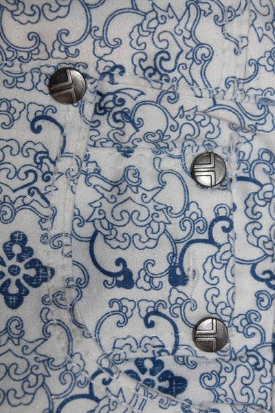 Tractor Sz 16 x 30.5 White Lt Blue Gold Fleck Skinny Cotton Blend Pant