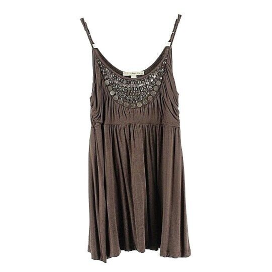 American Rag Cie S Brown Beads Coins Spangles Rayon Spandex Top