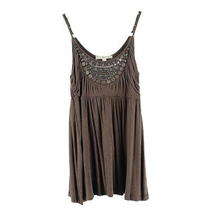 American Rag Cie S Brown Beads Coins Spangles Rayon Spandex Top