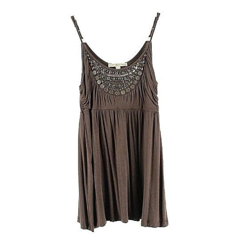 American Rag Cie S Brown Beads Coins Spangles Rayon Spandex Top